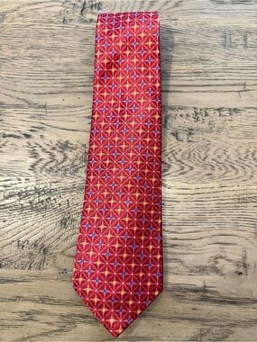 Robert Talbott Red Geometric Pattern 100% Silk Tie